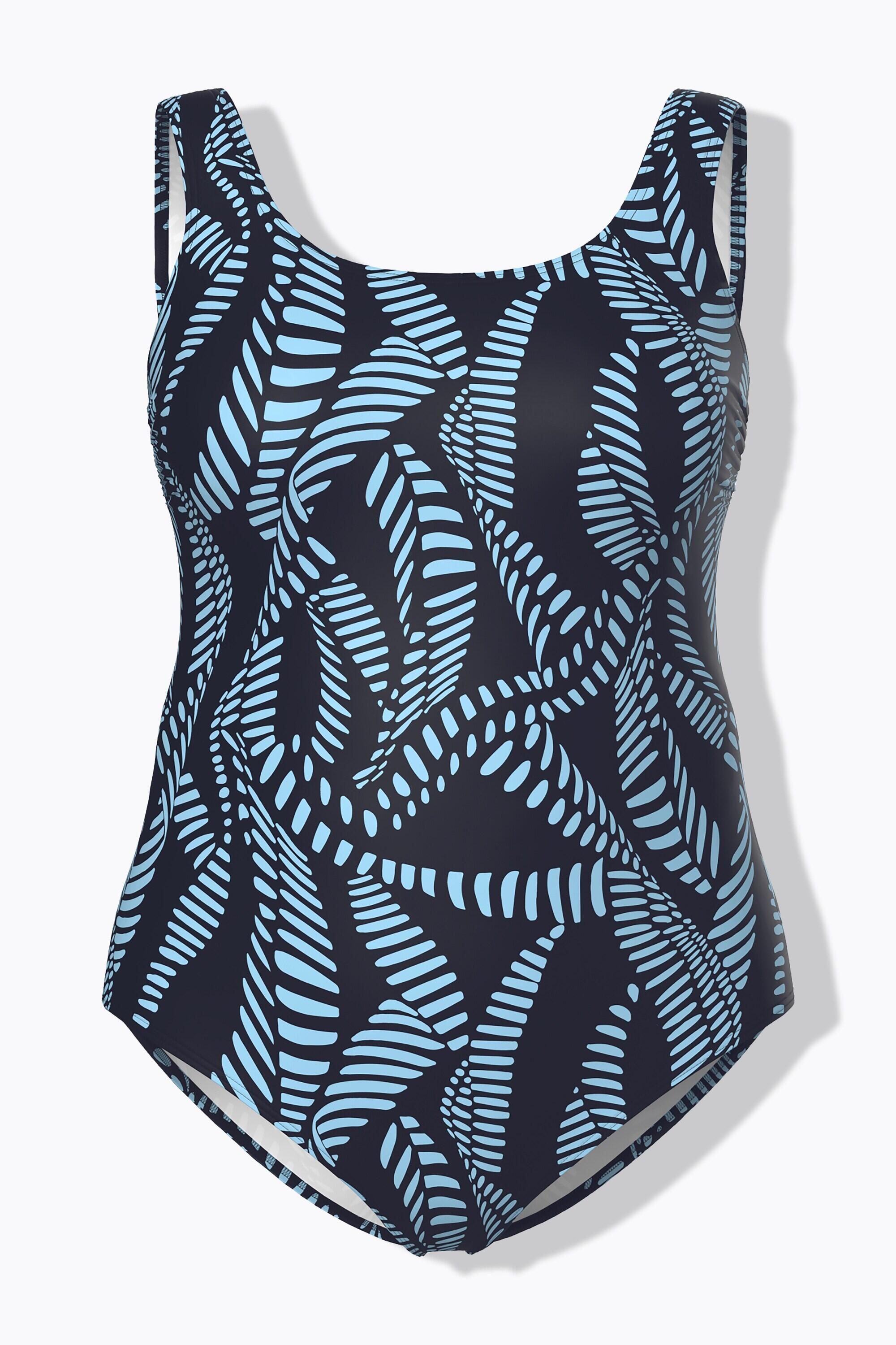 Femme Maillot de bain sans bonnets souples décolleté rond et motif arabesques 7/7