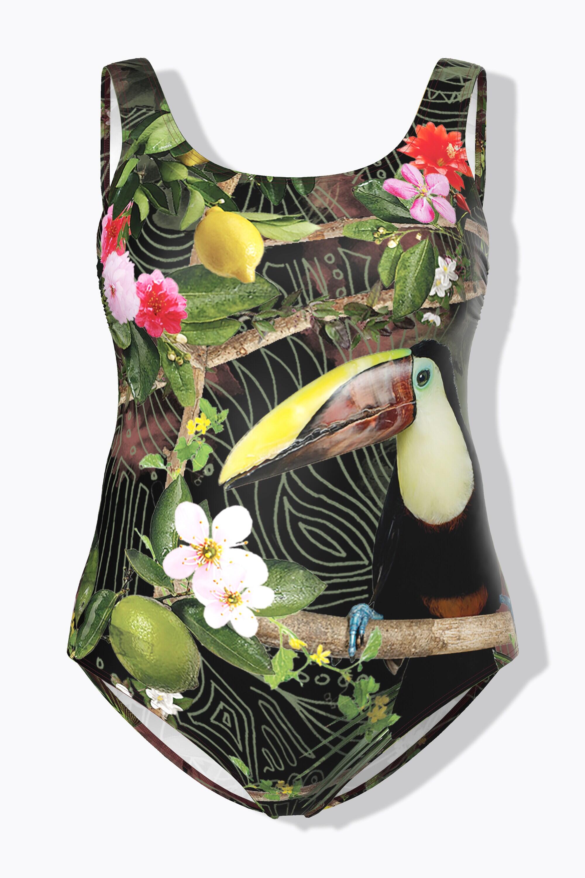 Femme Maillot de bain motif toucan sans bonnets souples col rond 7/7