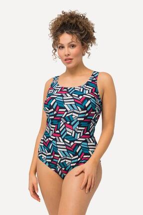 Femme Maillot de bain à décolleté rond et imprimé graphique.