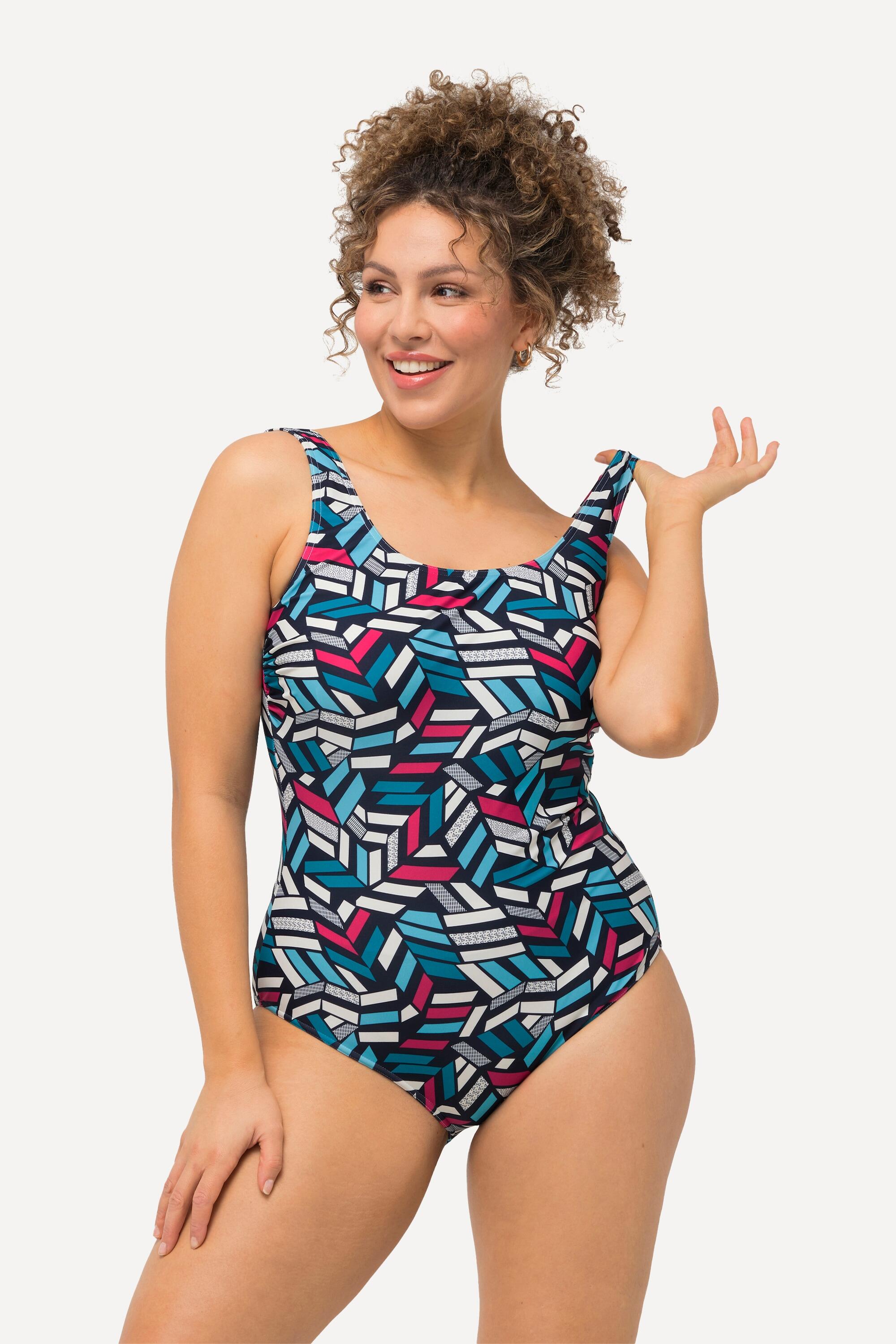 Femme Maillot de bain à décolleté rond et imprimé graphique. 4/6