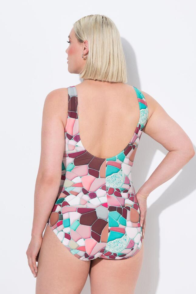 Damskie Strój kąpielowy mozaika bez miękkich miseczek okrągły dekolt