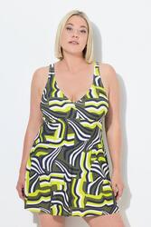 Femme Robe de bain à bonnets souples décolleté en V imprimé graphique