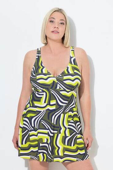 Damen Badekleid grafischer Druck Softcups V-Ausschnitt