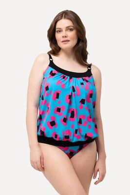Dames tankini neon-luipaardmotief zachte cups verstelbare bandjes