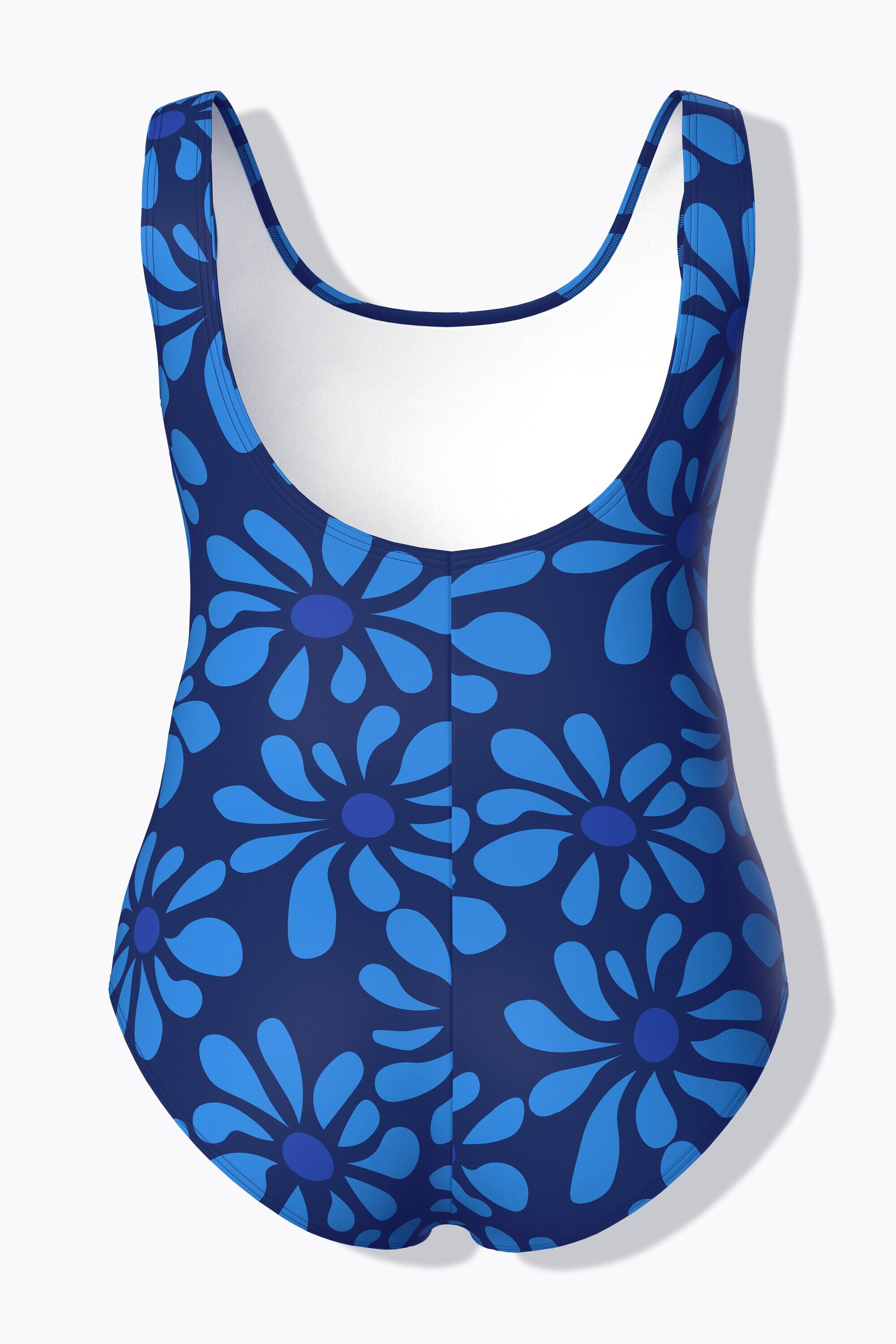 Damen Badeanzug Blüten ohne Softcups Rundhals 13/13