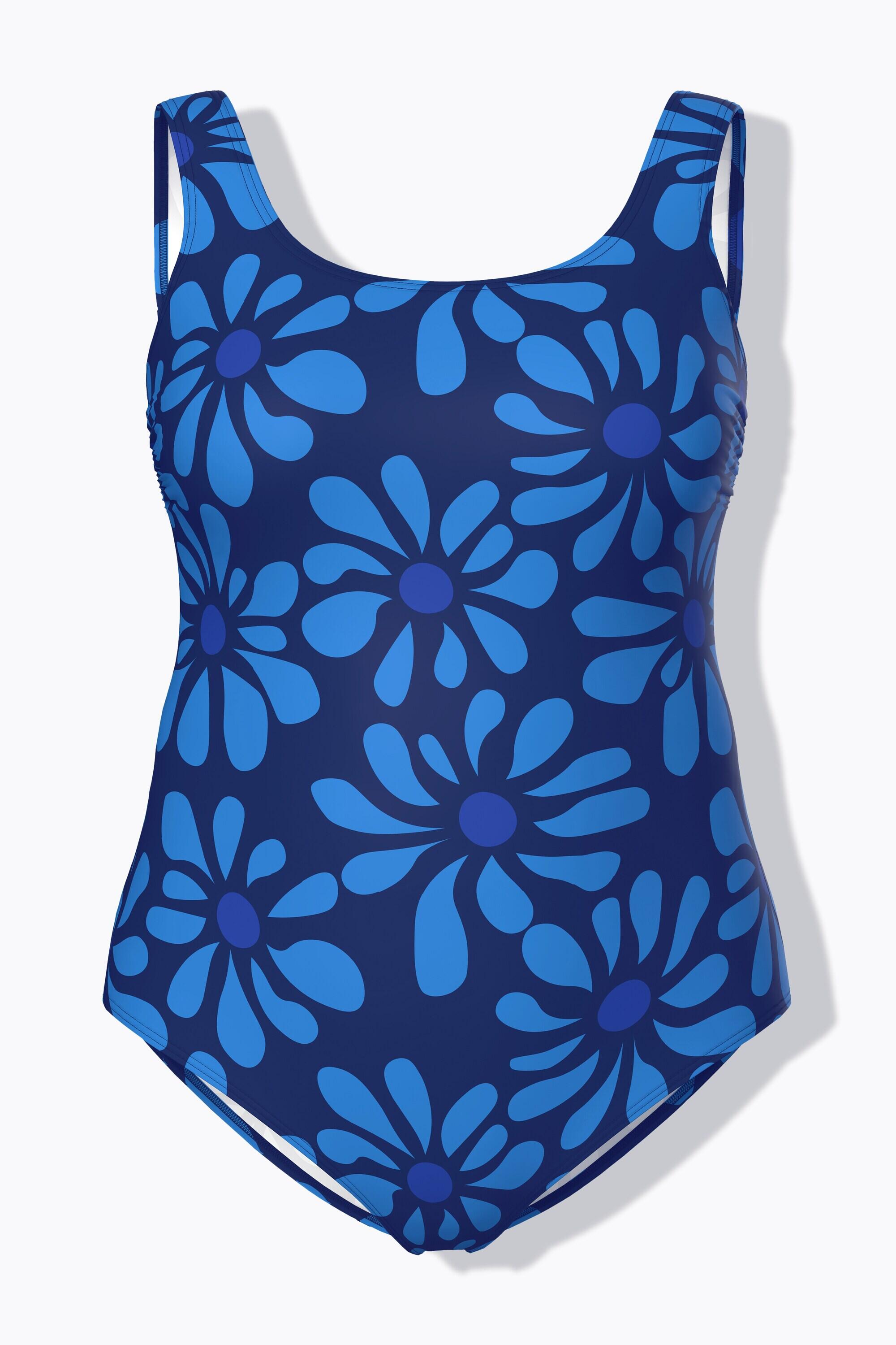 Damen Badeanzug Blüten ohne Softcups Rundhals 12/13