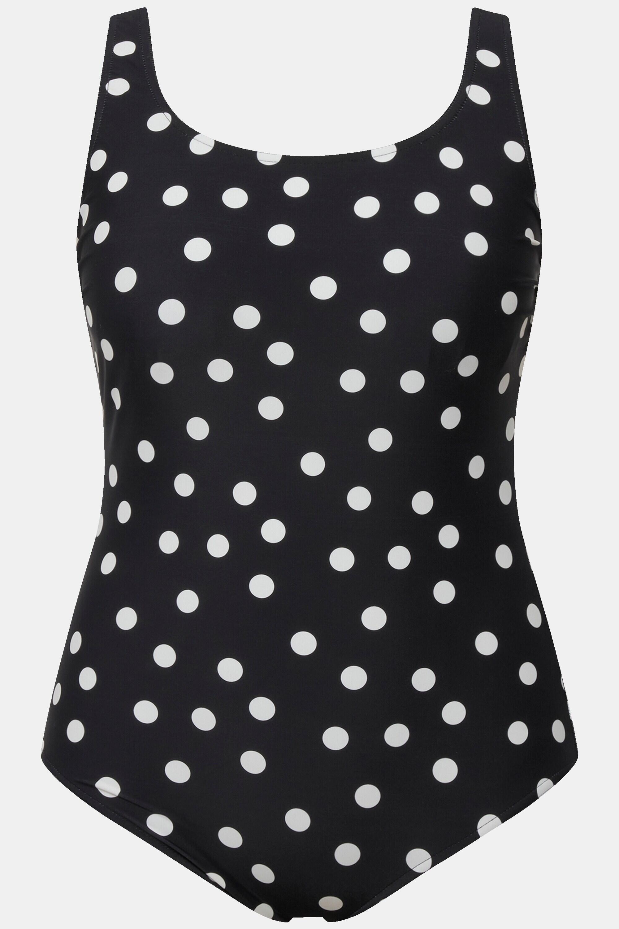 Femme Maillot de bain à pois. Sans bonnets souples. Décolleté rond 5/6