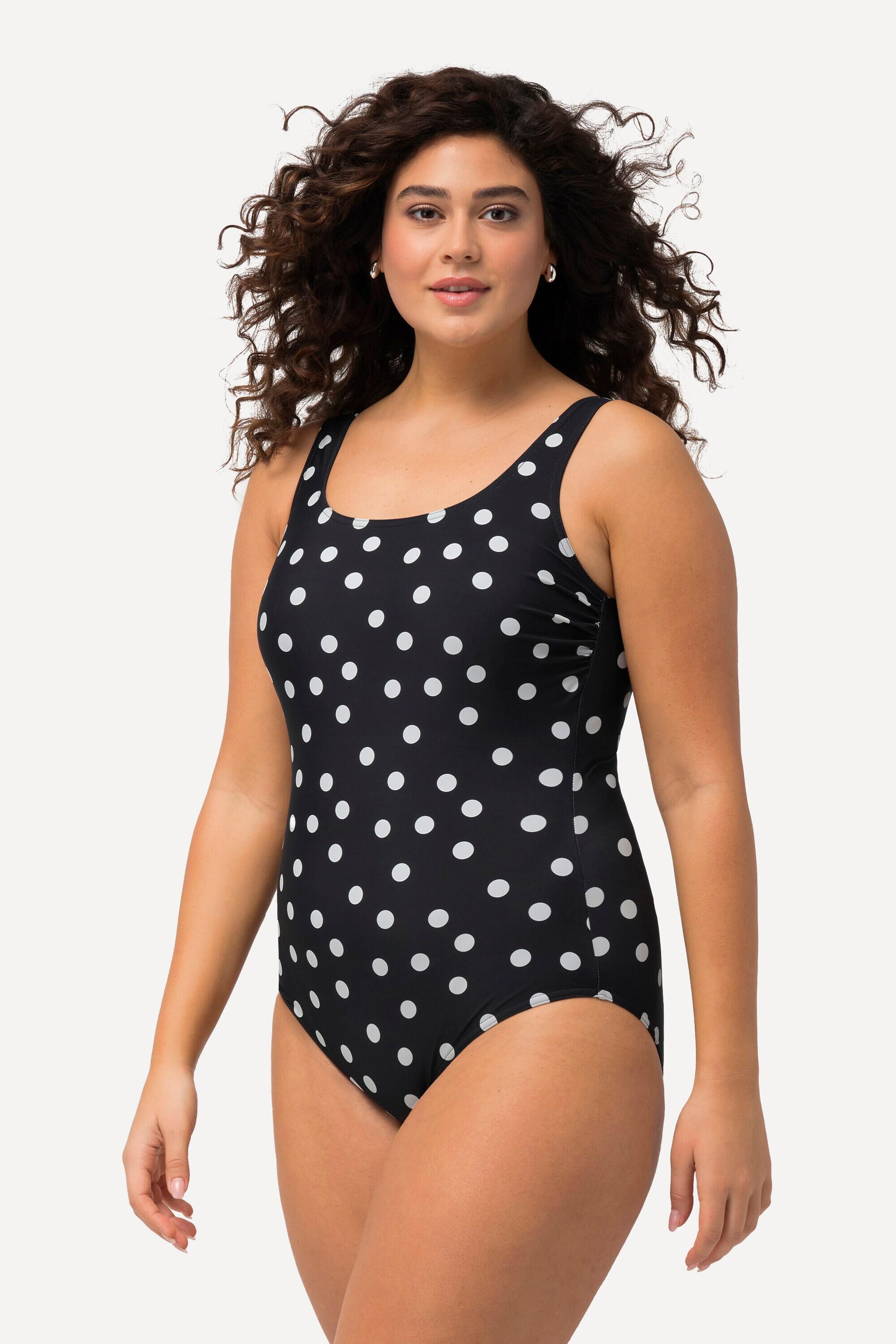 Femme Maillot de bain à pois. Sans bonnets souples. Décolleté rond 4/6
