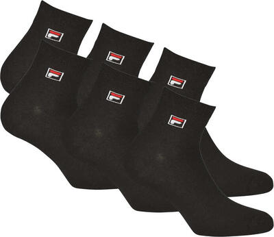 Fila quarter sokken 6-pack unisex zwart 39-42