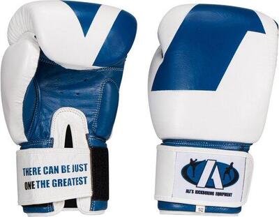 Ali's fightgear legacy bokshandschoenen 16 oz echt leer blauw/wit