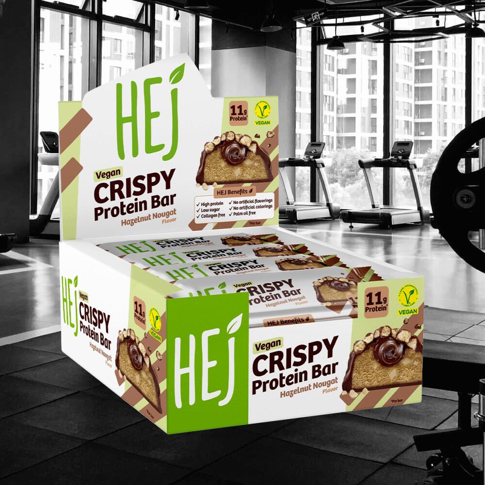 HEJ Natural HEJ Crispy Vegan Protein Bar (12x45g) Hazelnut Nougat - Barre 2/3