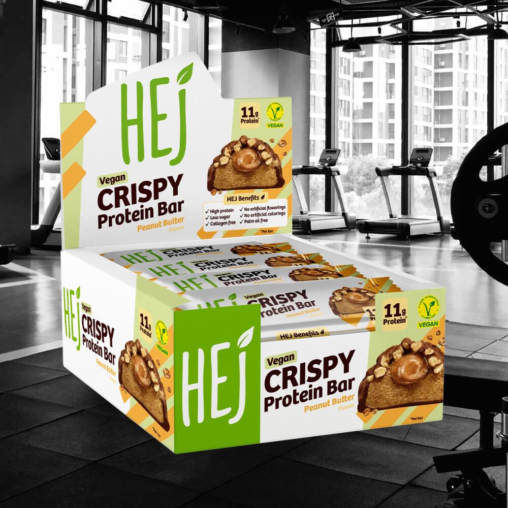 HEJ Natural HEJ Crispy Vegan Protein Bar (12x45g) Peanut Butter - Barre 2/3