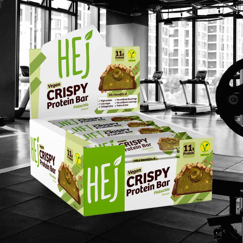 HEJ Natural HEJ Crispy Vegan Protein Bar (12x45g) Pistachio - Repen 2/3