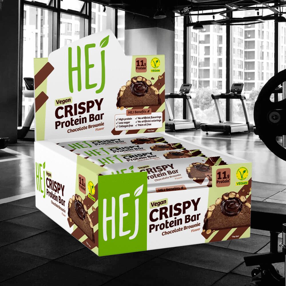 HEJ Natural HEJ Crispy Vegan Protein Bar (12x45g) Chocolate Brownie - Barres 2/3