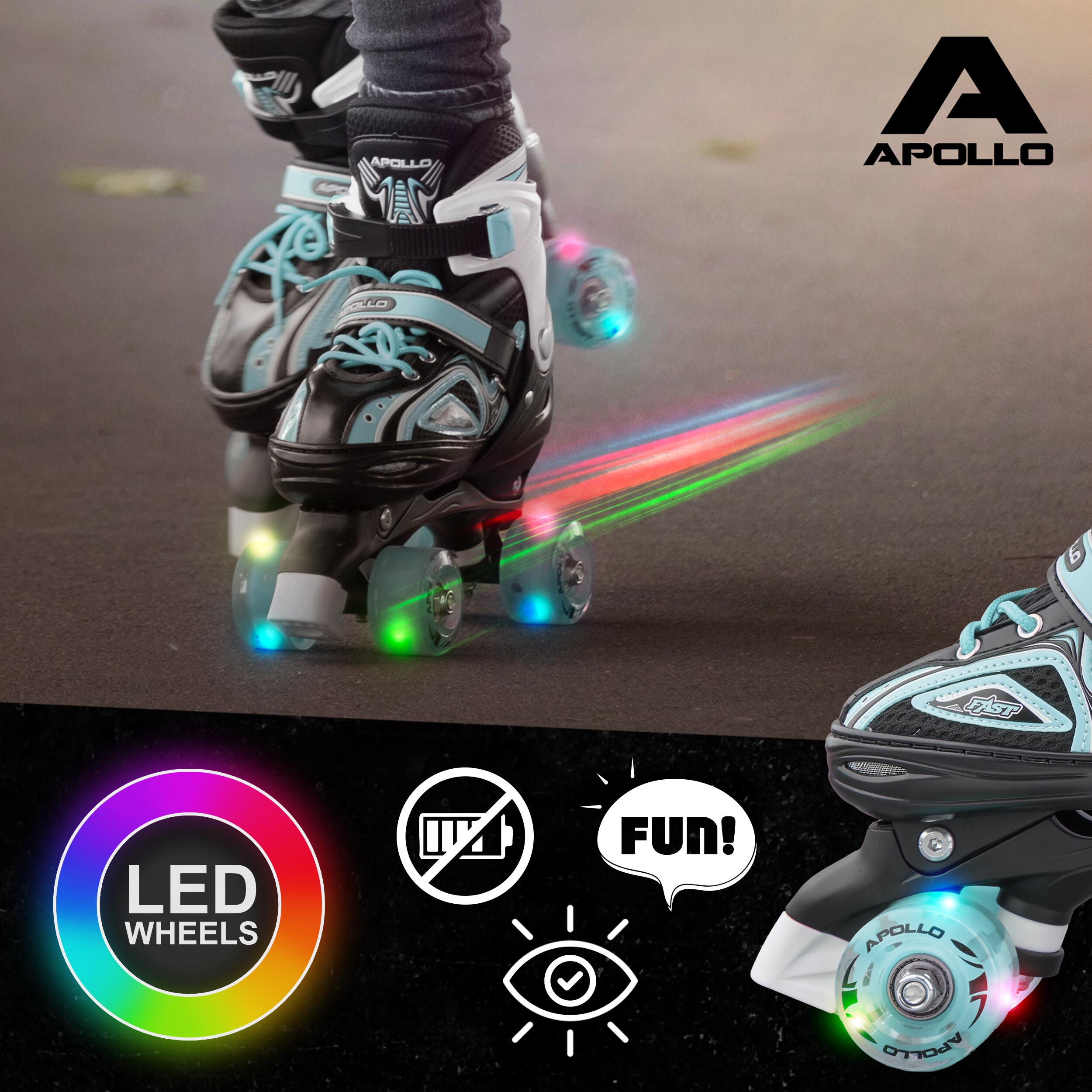 Apollo Super Quad LED ABEC7 Adjustable Kids Roller Skates | Decathlon