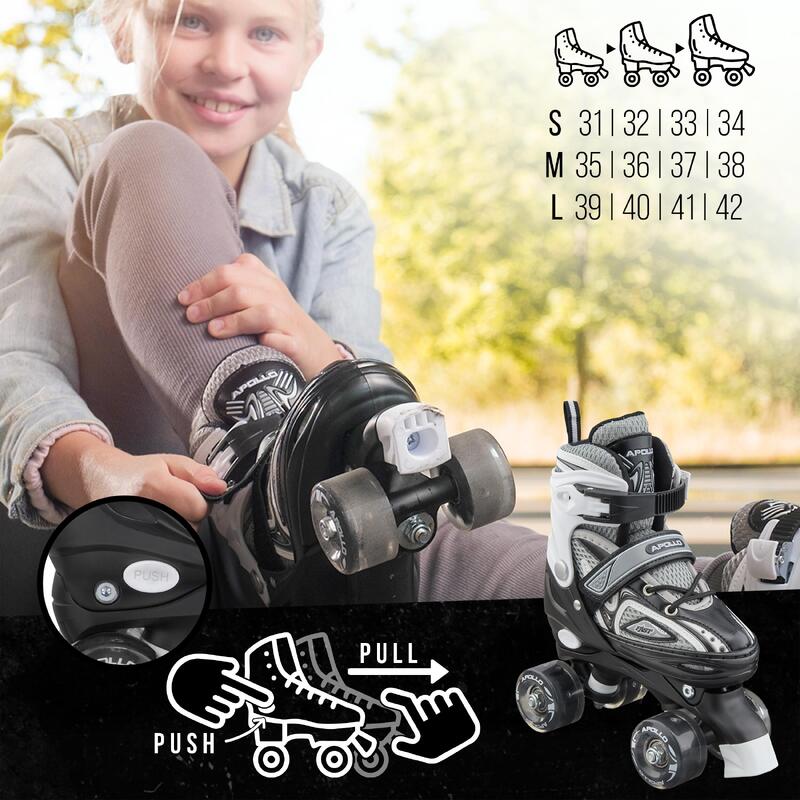 Apollo Super Quad LED ABEC7 Patins réglables enfant APOLLO Decathlon