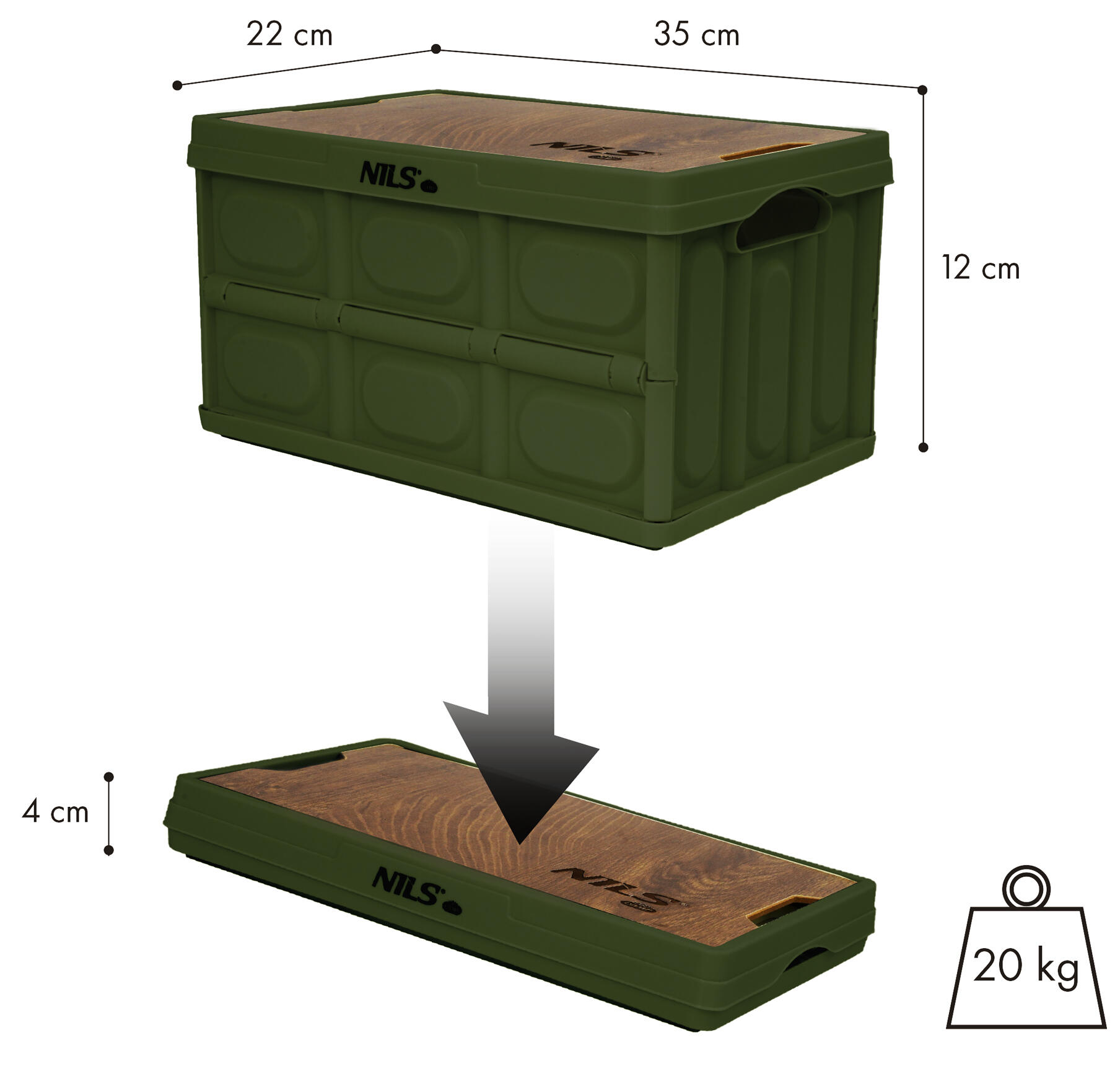 Campingkist met tafelfunctie 2-in-1 opvouwbaar NILS CAMP NCB4007 3/7