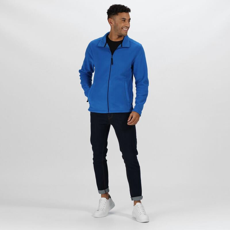 Chaqueta lisa de tejido micro polar con cremallera para hombre Azul