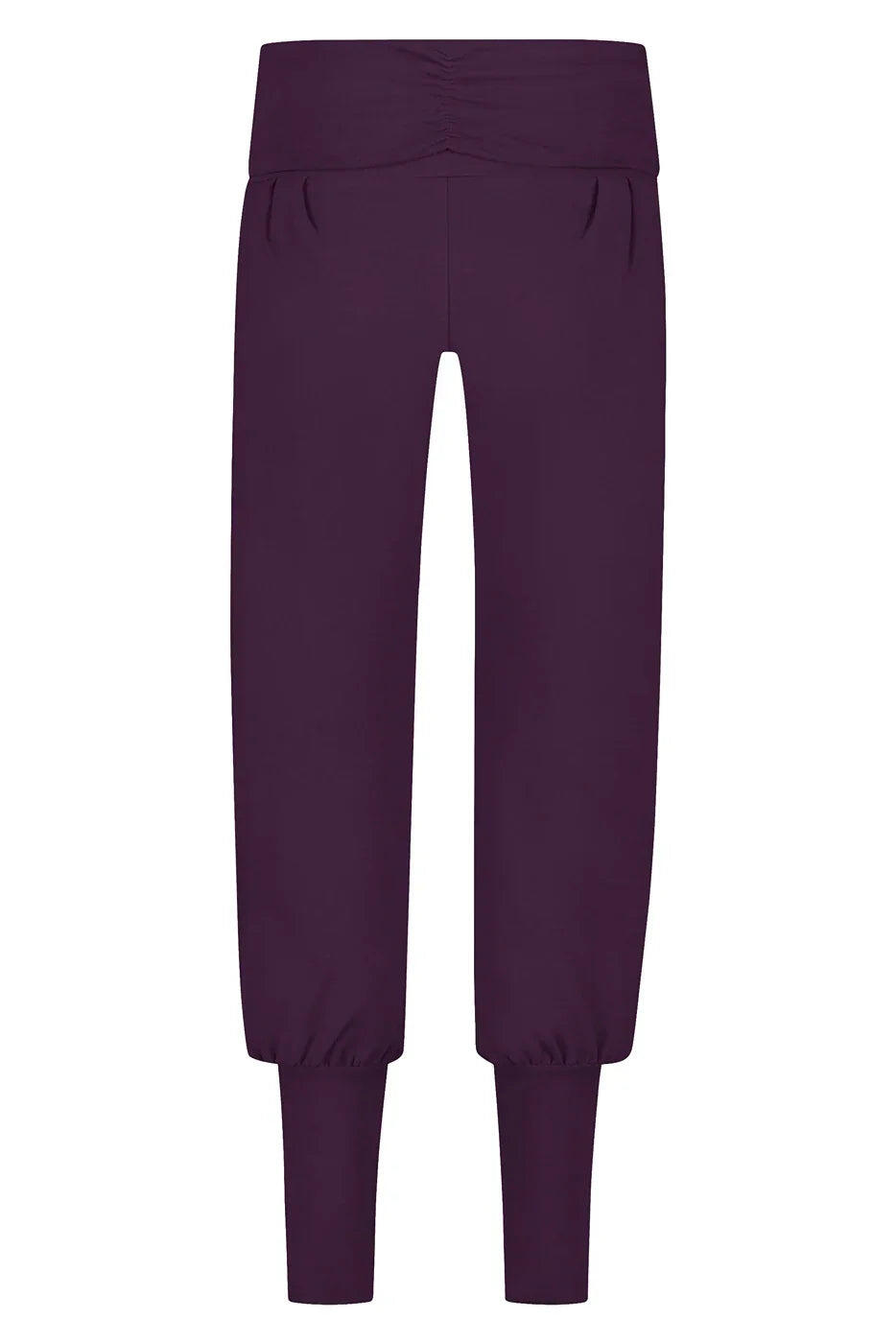 Devi - Comfortabele loosefit aladdin broek met omslagband- bio katoen- Aubergine 5/5