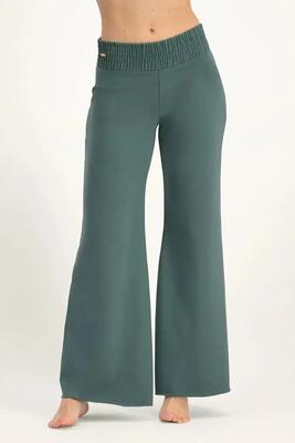Comfortabele wijde yoga en pilates broek flow - forest