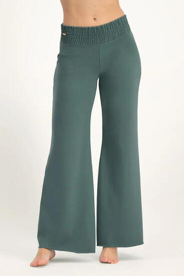 Pantalon de Yoga et Pilates large et confortable Flow - Vert forêt