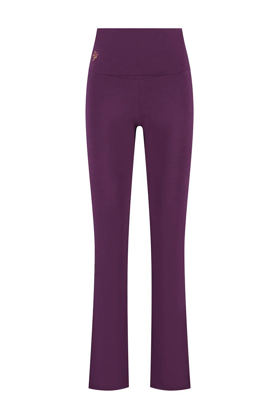 Pranafied - Legging de yoga avec bande rabattable et jambes évasées  - Aubergine 3/4