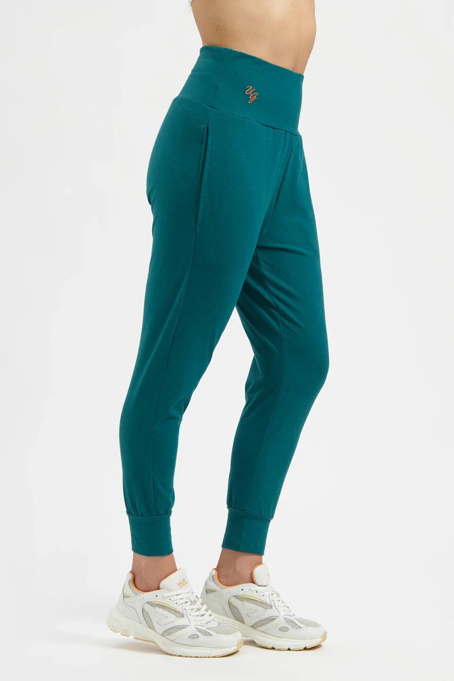 Pantalon de Yoga et Pilates coupe ample super confortable Bhumi - Vert Mer 2/5