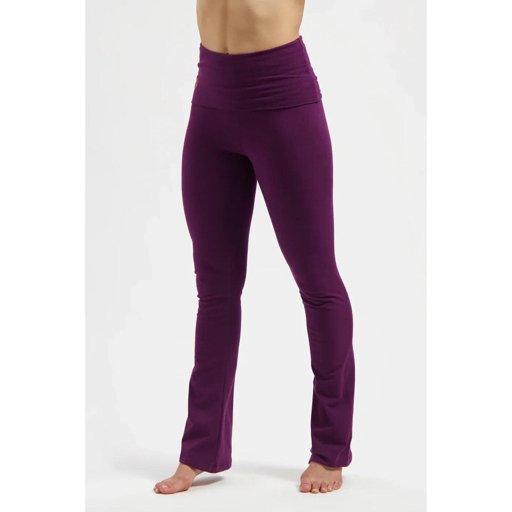 Urban Goddess - Pranafied - Legging De Yoga Avec Bande Rabattable Et Jambes Évasées  - Aubergine - Pantalons - Violet - Decathlon