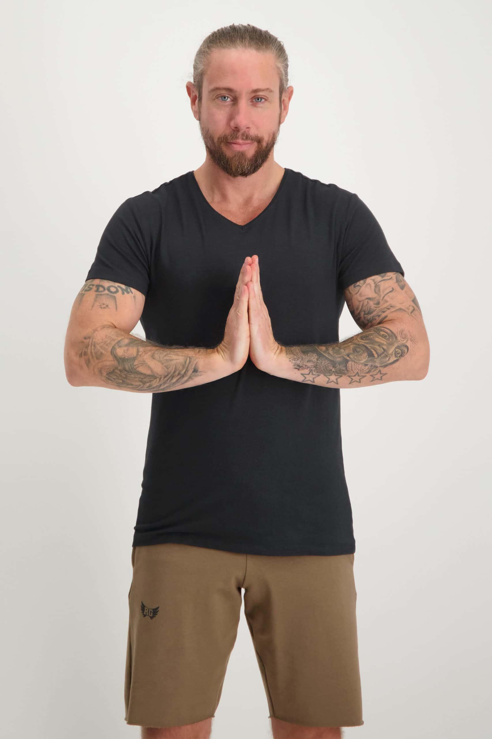 T-shirt Moksha - Col en V à la hanche, doux et confortable  Noir 3/5