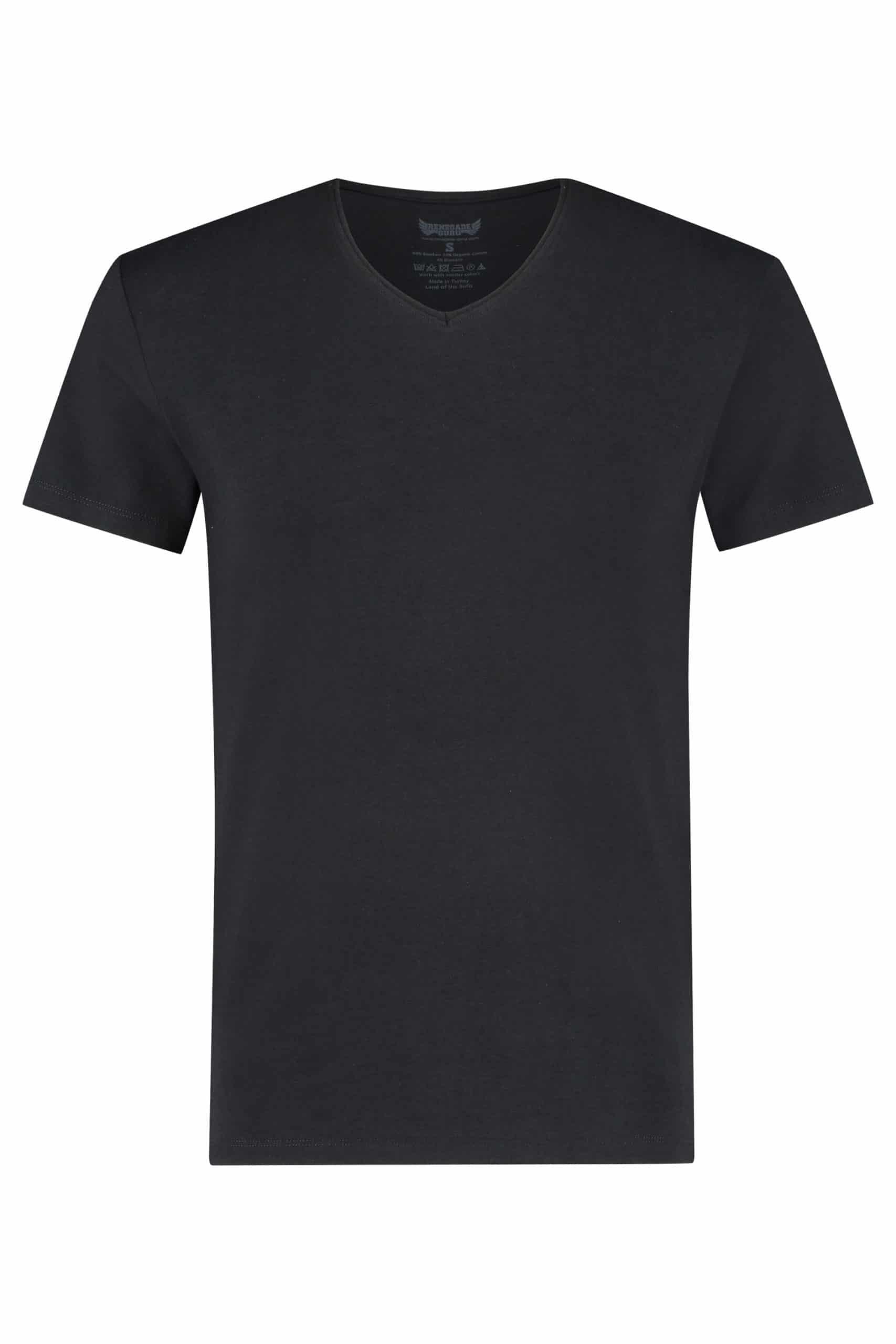 T-shirt Moksha - Col en V à la hanche, doux et confortable  Noir 5/5