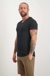 T-shirt Moksha - Col en V à la hanche, doux et confortable Noir