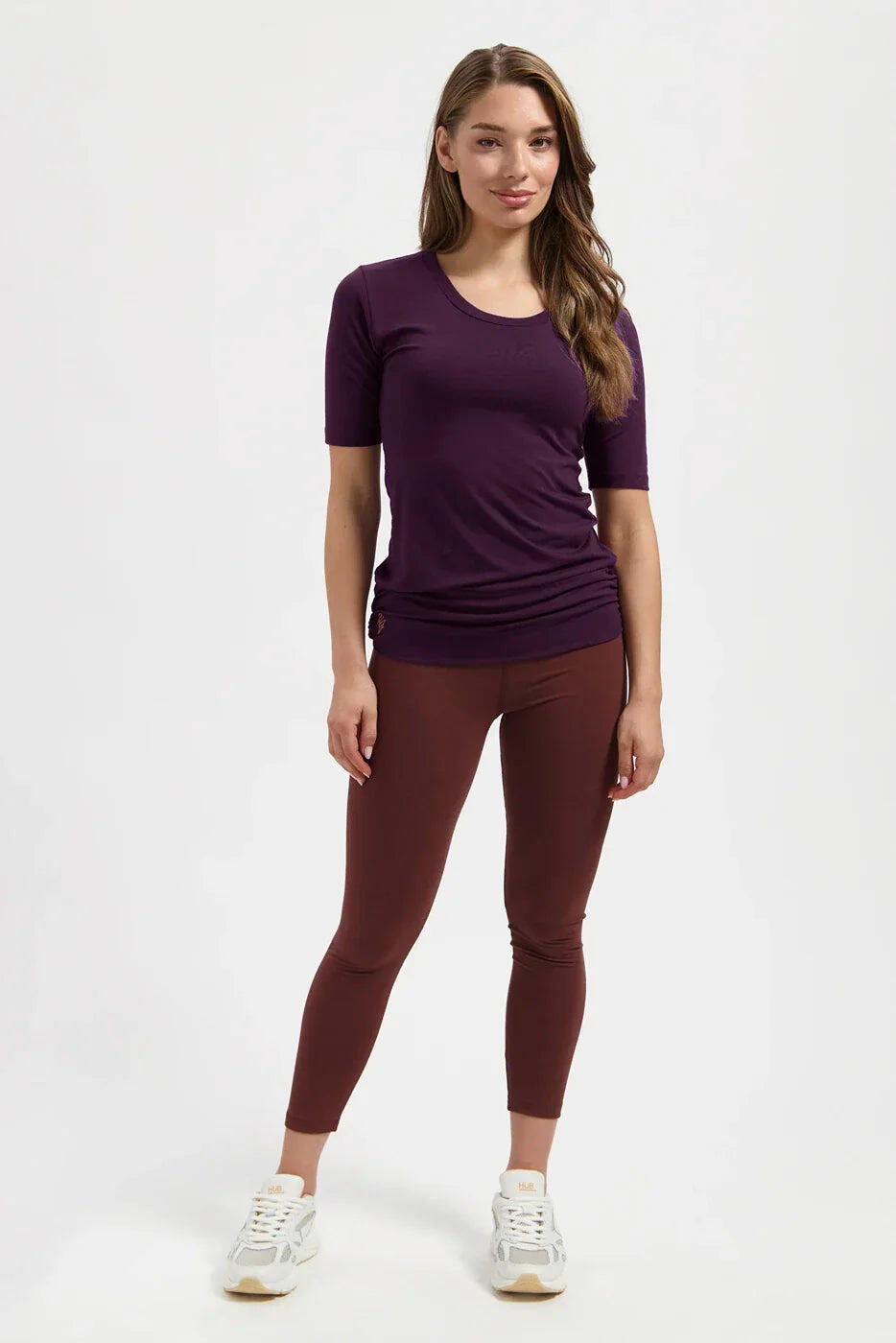 Top multifonctionnel Yoga et Pilates Kami avec ceinture - Aubergine 4/5