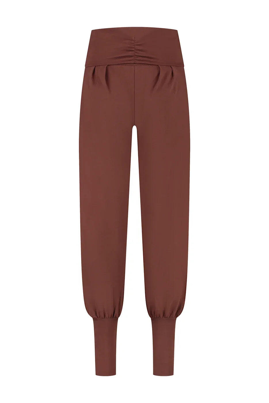 Devi - Comfortabele loosefit aladdin broek met omslagband- bio katoen- Bruin 5/5