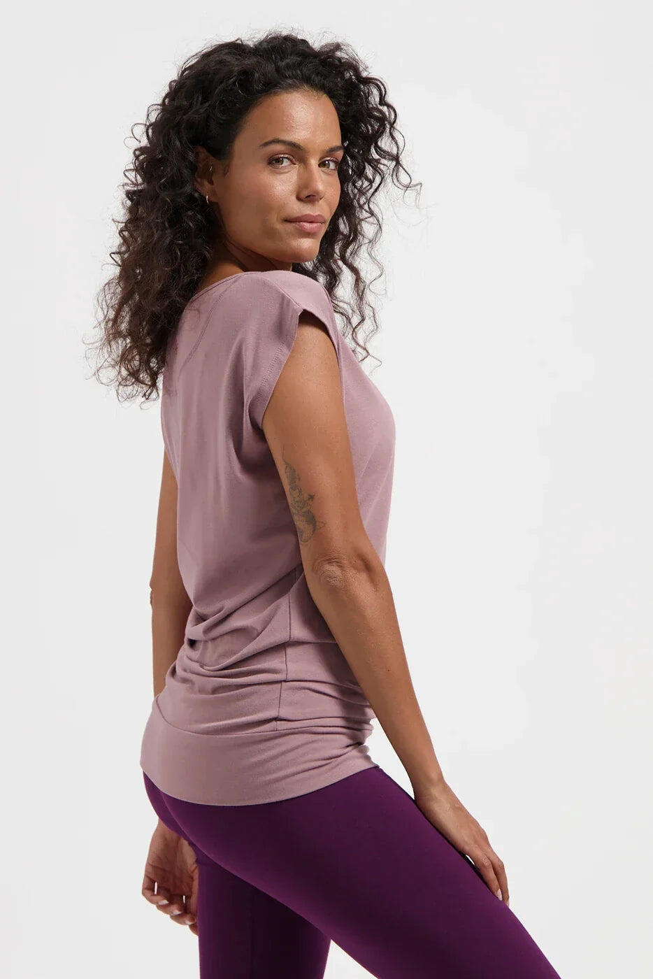 T-shirt de Yoga et Pilates couple ample Asana  - rosé/brun 2/5
