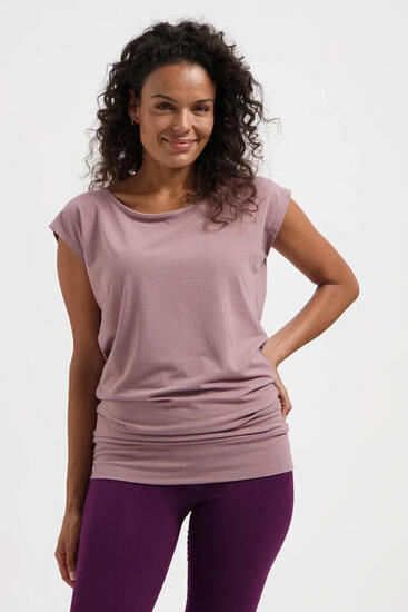 T-shirt de Yoga et Pilates couple ample Asana - rosé/brun
