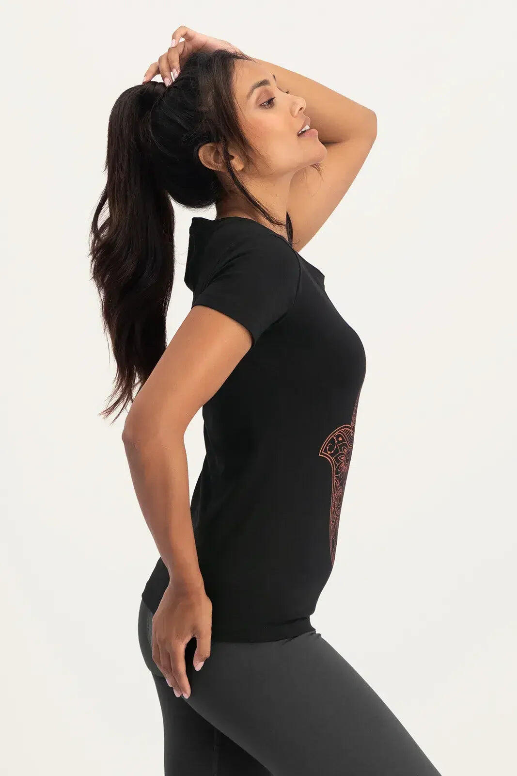 T-shirt de Yoga et Pilates Hamsa Core  - Noir Onyx 2/5