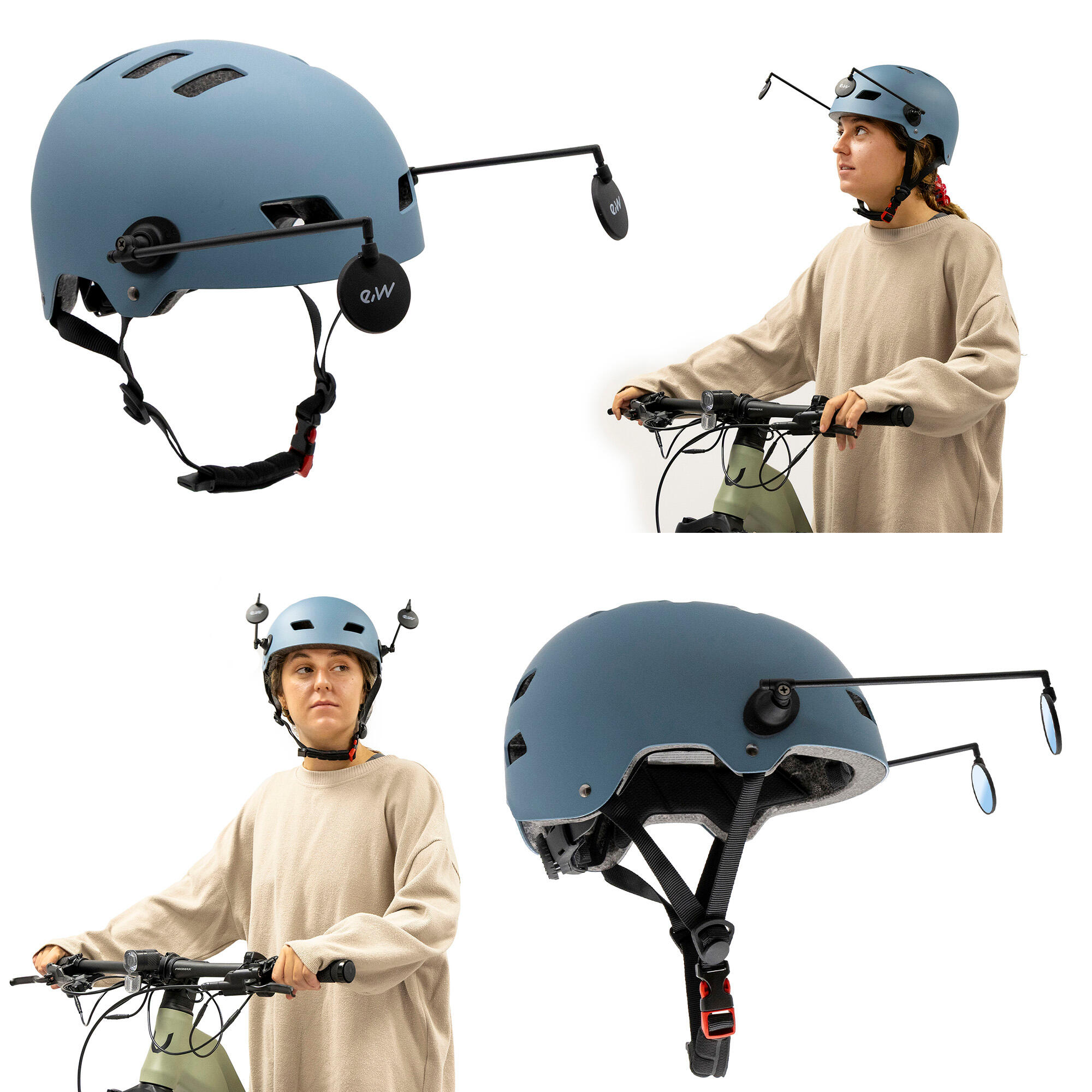 Espejo retrovisor lateral EWR002 para casco - ajustable y desmontable 3/5