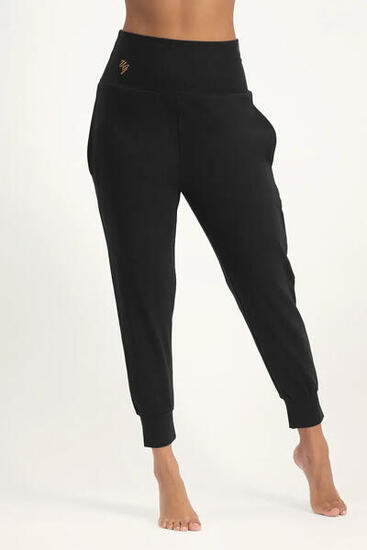 Pantalon de Yoga et Pilates coupe ample super confortable Bhumi - Noir Onyx