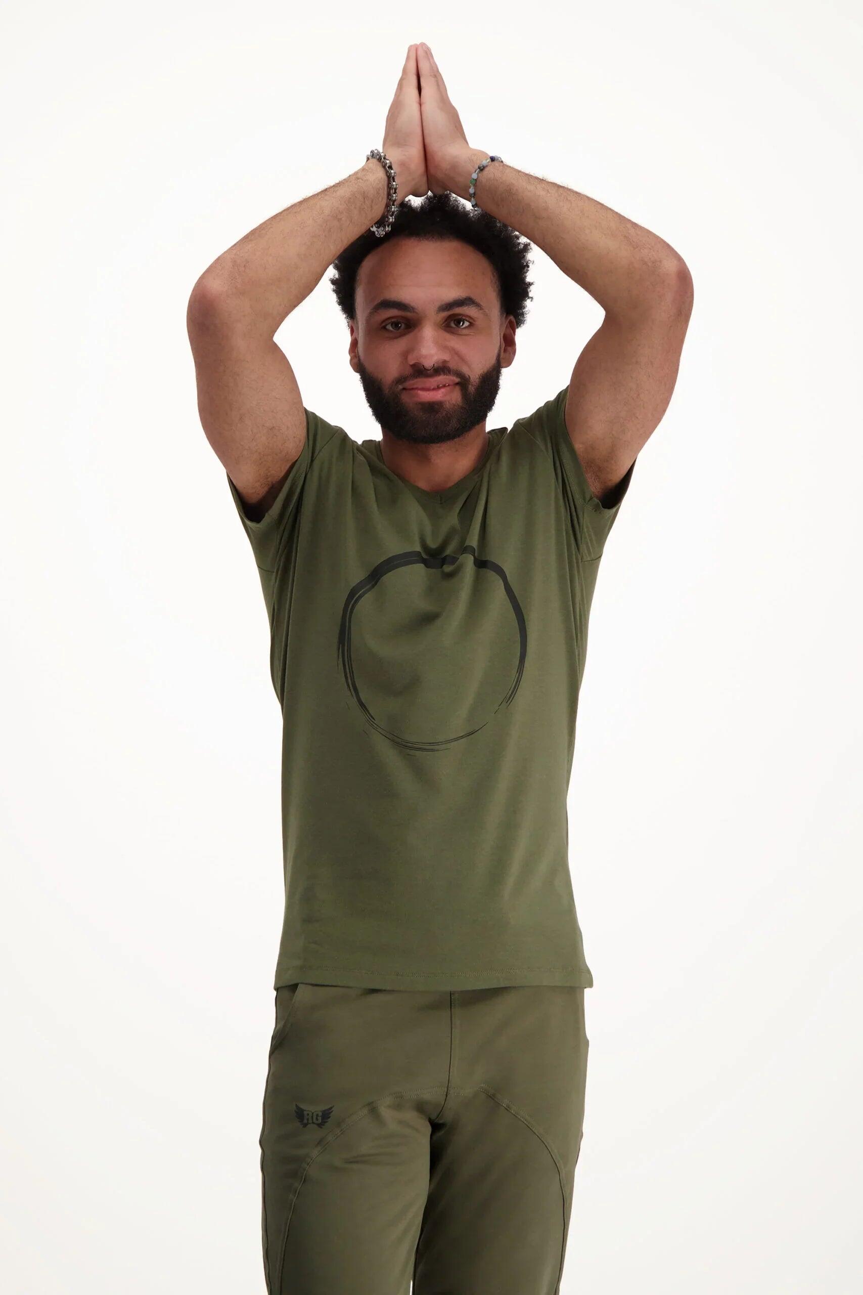 T-shirt Moksha Zen - Col en V à la hanche, doux et confortable - Vert Olive 2/5