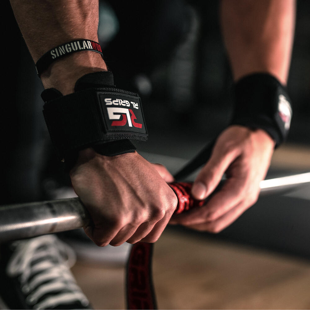 Straps de musculação. Correias de elevação RL GRIPS Vermelho com punho e grip 2/6