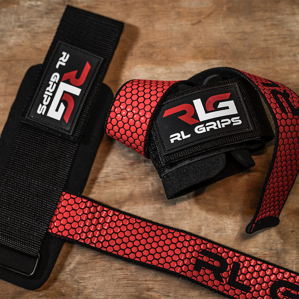 Straps de musculação. Correias de elevação RL GRIPS Vermelho com punho e grip 6/6