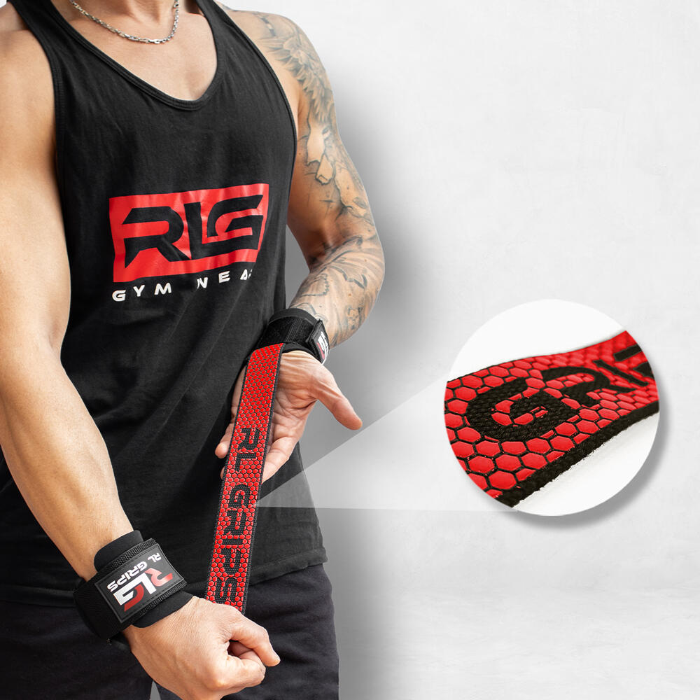 Straps de musculação. Correias de elevação RL GRIPS Vermelho com punho e grip 5/6