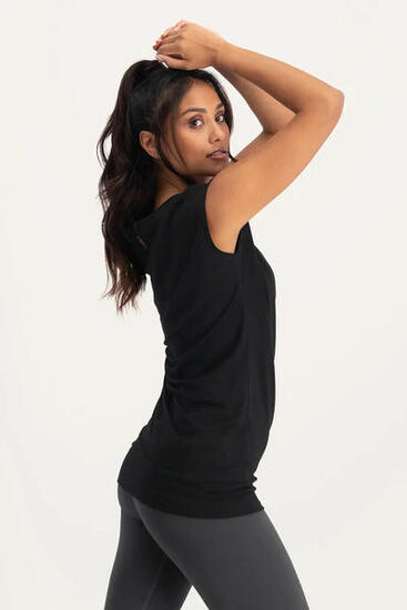 T-shirt de Yoga et Pilates couple ample Asana - Noir Onyx