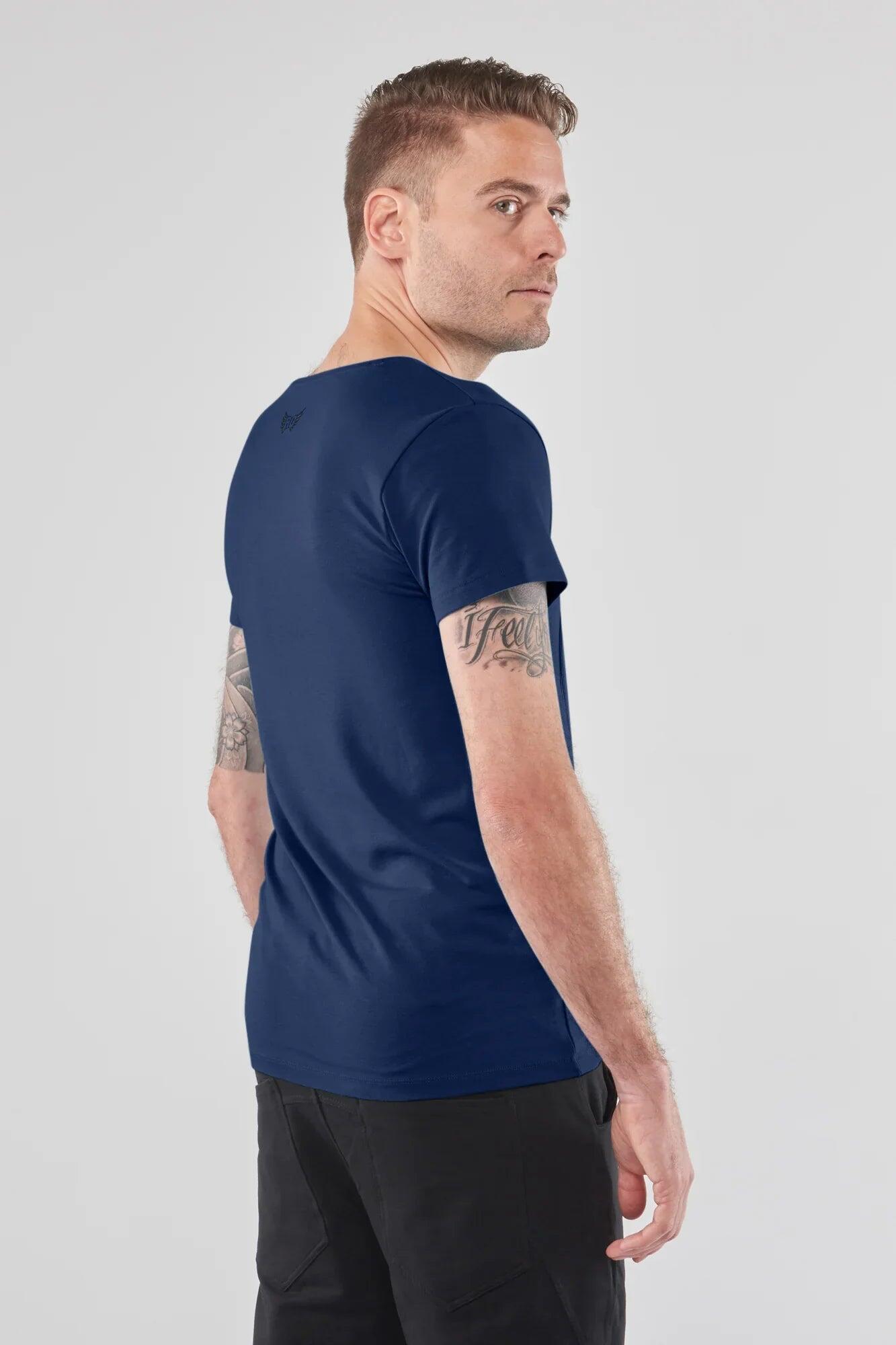 T-shirt Moksha Zen - Col en V à la hanche, doux et confortable - Blue Foncé 3/4