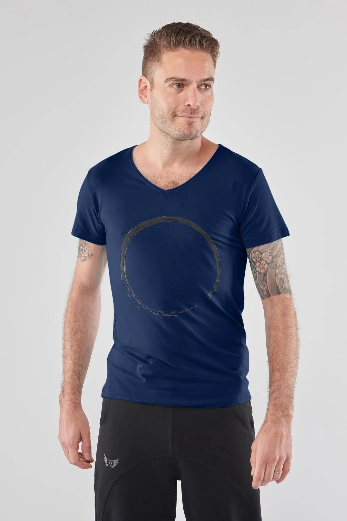 T-shirt Moksha Zen - Col en V à la hanche, doux et confortable - Blue Foncé 4/4