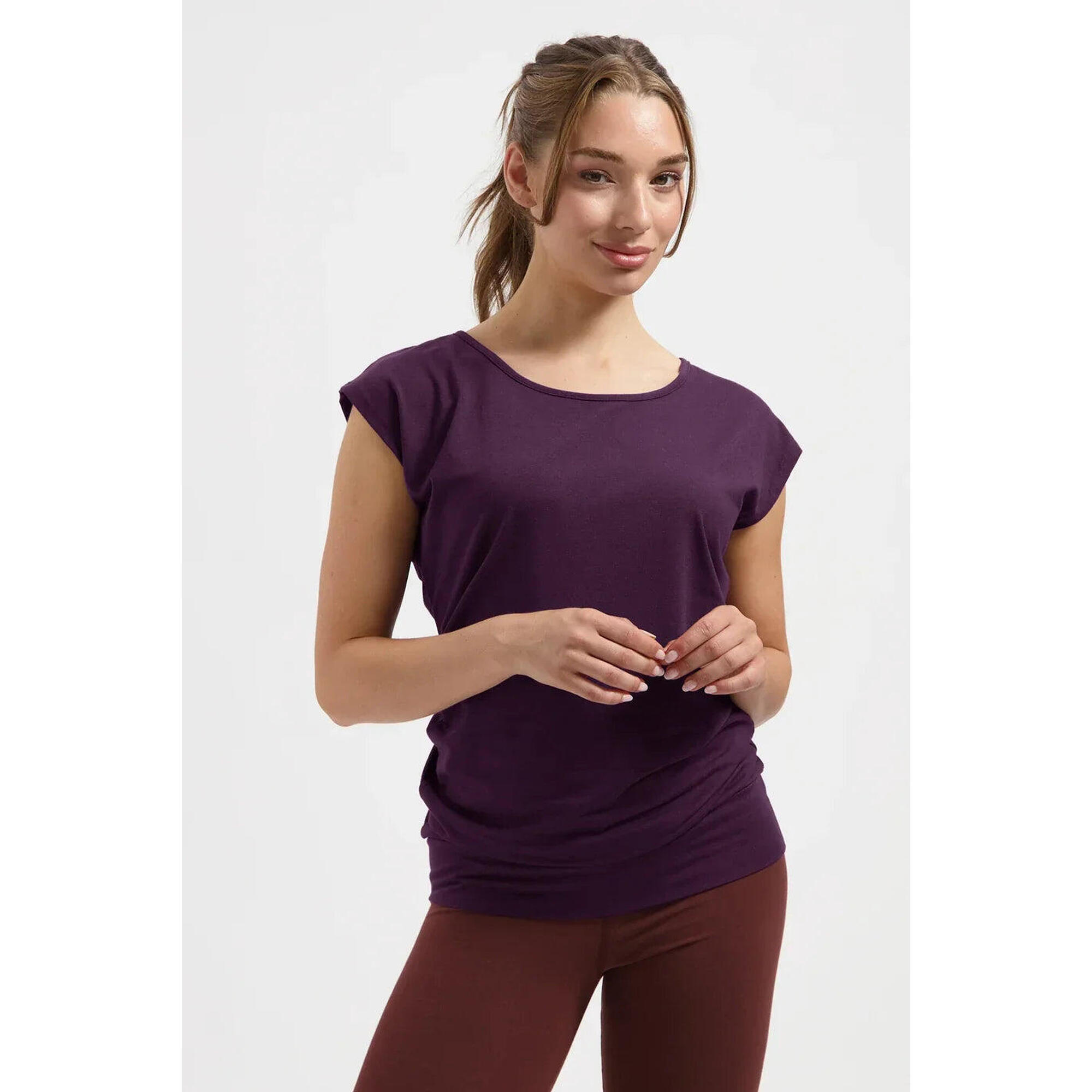Urban Goddess - T-shirt De Yoga Et Pilates Couple Ample Asana - Bloom - T-shirt Manches Courtes - Violet - Decathlon