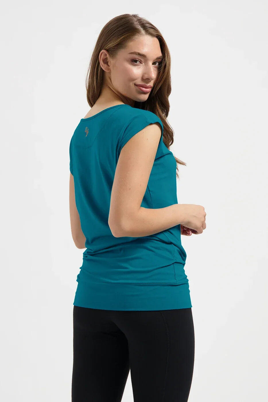 T-shirt de Yoga et Pilates couple ample Asana  - Petrole 3/5