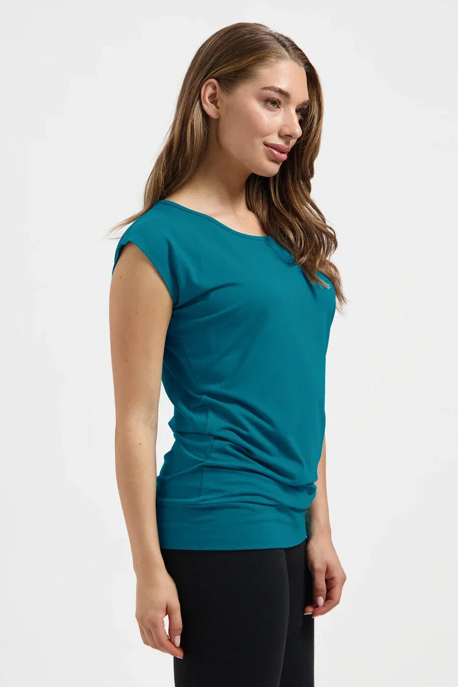 T-shirt de Yoga et Pilates couple ample Asana  - Petrole 2/5