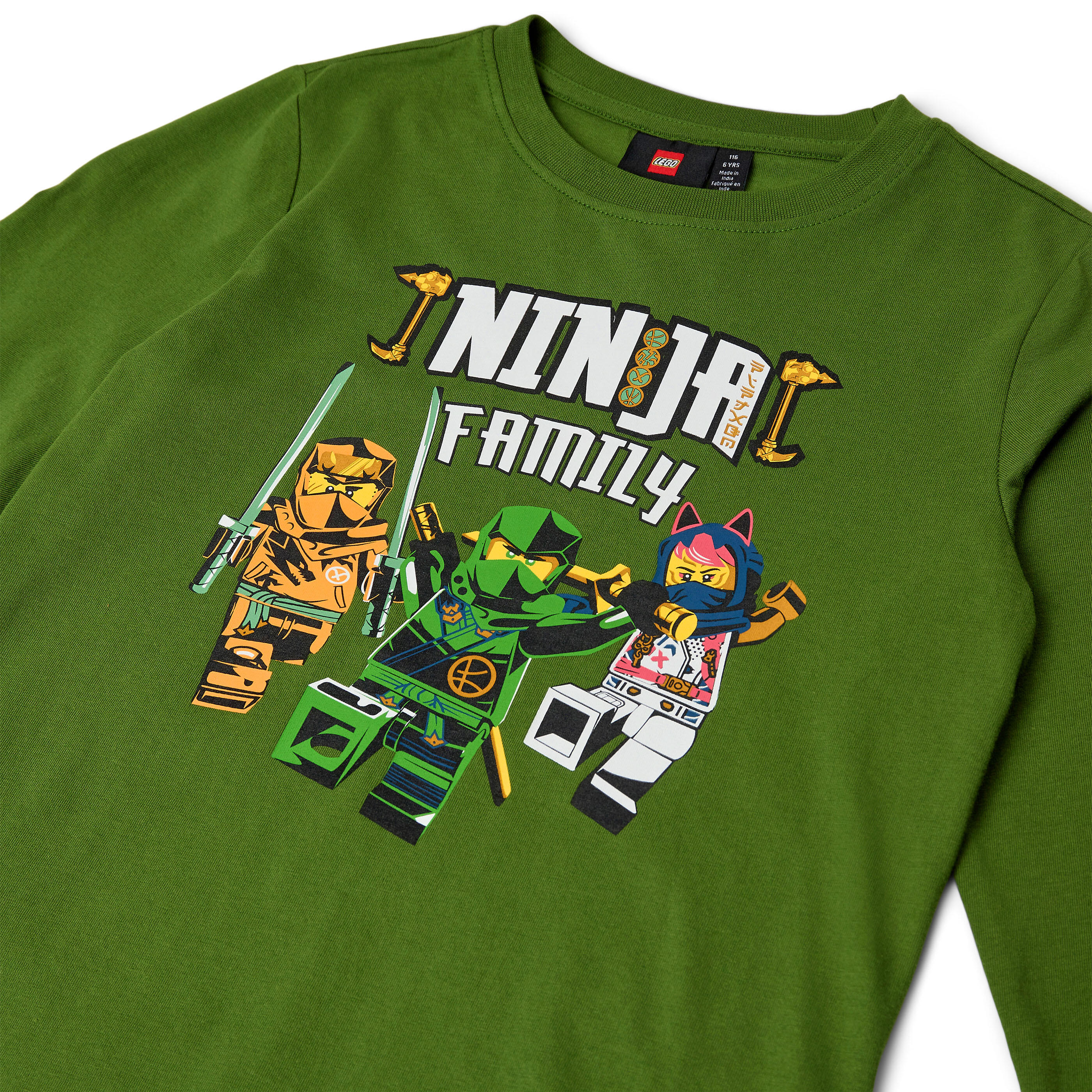 Koszulka z Długim Rękawem Dziecięca LEGO NINJAGO Tano 203 Zielona 3/4
