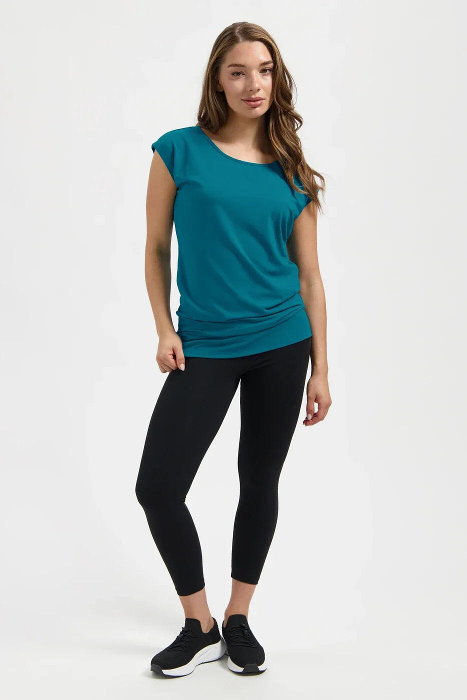 T-shirt de Yoga et Pilates couple ample Asana  - Petrole 4/5